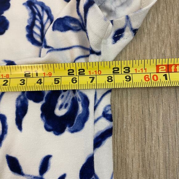 J.Jill Wearever Floral Mixed Print Tunic Top Blue White Short Sleeve XL - Picture 5 of 7